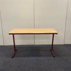 schooltafel, leraartafel 130x50 cm, licht beuken - rood
