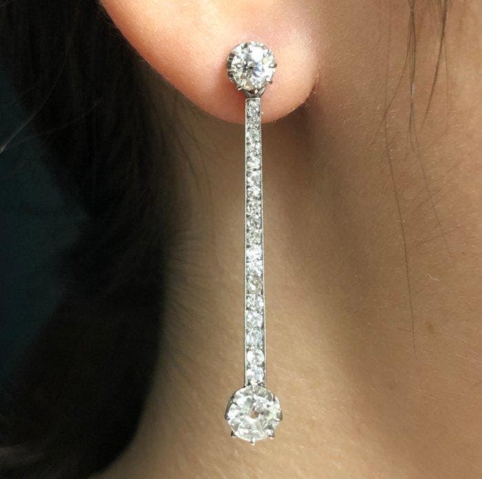 Zonder minimumprijs - Oorbellen - 18 karaat Witgoud, Platina, Handtassen en Accessoires, Oorbellen