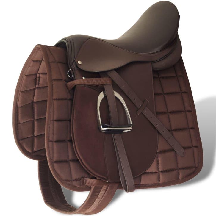 vidaXL Echt lederen paardrijzadel 16 14 cm (5-in-1 set,, Animaux & Accessoires, Chevaux & Poneys | Autres trucs de cheval, Envoi
