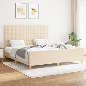 vidaXL Bedframe zonder matras stof crèmekleurig 160x200 cm, Maison & Meubles, Verzenden