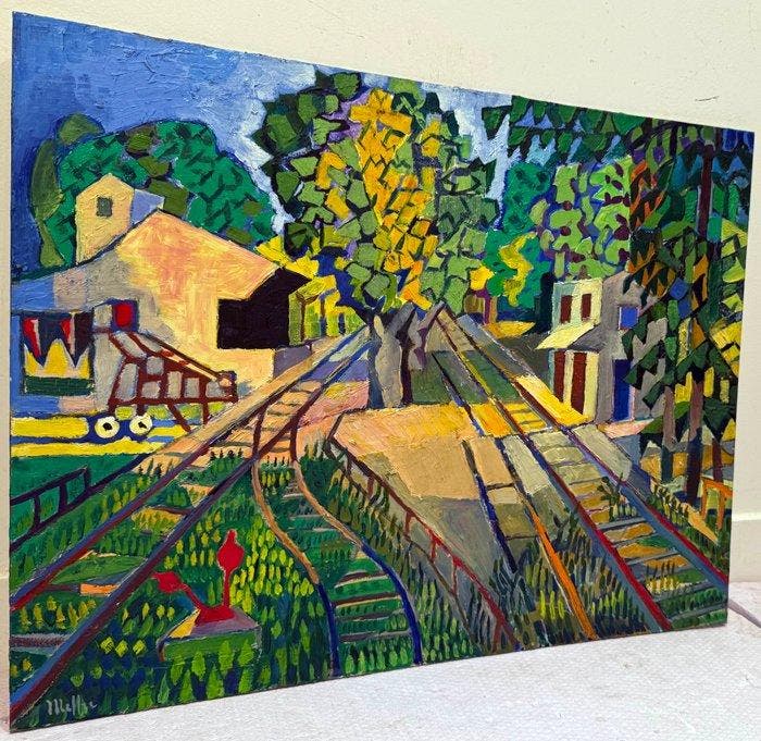 Armand Meffre (1929–2009) - La Gare de Robion, Antiquités & Art, Art | Peinture | Classique