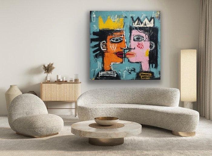 Eric Brumette - KISS ME LIKE BASQUIAT 2 - Toile L, Antiek en Kunst, Kunst | Designobjecten