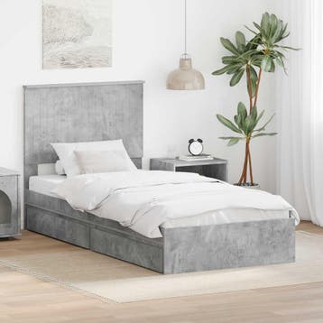 vidaXL Opbergbed met lade Beton Grijs 90 x 190 cm Bewerkt, Verzenden, Nieuw
