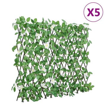 vidaXL Kunstplant klimop op latwerk 5 st uittrekbaar 186x30, Verzenden, Nieuw