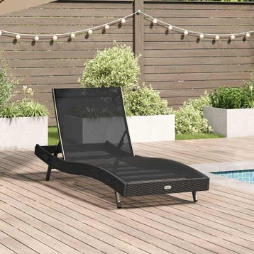 vidaXL Ligstoel Zwart 197 x 70 x 82 cm poly rattan, Verzenden, Nieuw