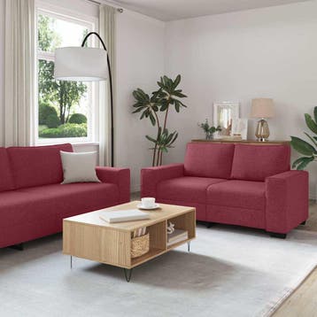 vidaXL 3-delige Loungeset met kussens stof wijnrood, Huis en Inrichting, Verzenden, Nieuw