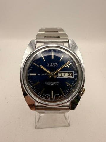 Sicura - Automatic Day-Date - Sunburst Deep Blue - Zonder, Nieuw
