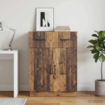 vidaXL Dressoir met lade Oud hout 66 x 34,5 x 87 cm Bewerkt, Verzenden