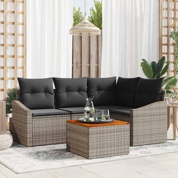 vidaXL Tuinbank Set 5 st Grijs poly rattan, Verzenden