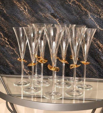K&K Styling - Verre à champagne - Cristal - 10 flûtes