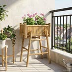 vidaXL Tuin Planter met houder Naturel 50 x 38 x 74 cm, Verzenden, Nieuw