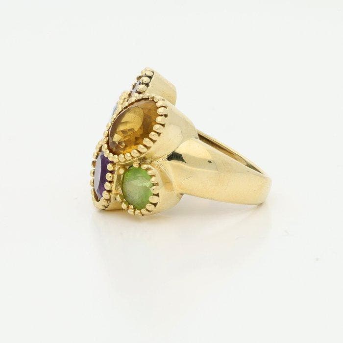 Ring - 18 karaat Geel goud Citrien - Amethist - Merk: Criso, Bijoux, Sacs & Beauté, Bagues