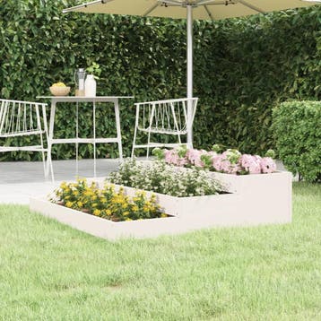 vidaXL Plantenbak 107x107x27 cm massief grenenhout wit, Verzenden