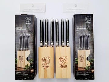 Laguiole - 12x Steak Knives - Black - style de -