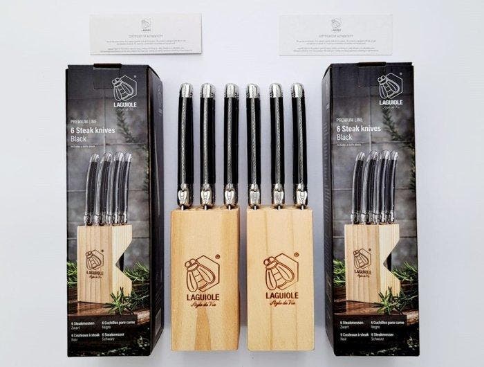 Laguiole - 12x Steak Knives - Black - style de -, Antiek en Kunst, Antiek | Keukengerei