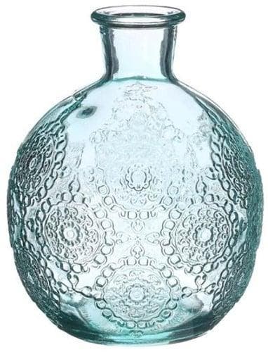 Gekleurd glazen flesje bologna vaasje kandelaar soft blue, Hobby en Vrije tijd, Knutselen, Nieuw