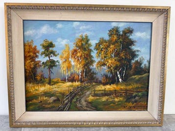 Reino Malm (1905-1991) - Autumn Landscape with Country Road
