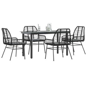 vidaXL 5-delige Tuinset met kussens poly rattan glas zwart, Verzenden, Nieuw, Tuinset