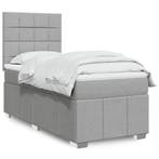 vidaXL Boxspring met matras stof lichtgrijs 90x200 cm, Verzenden