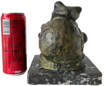Beeld, Opgeblazen Keelzak Boomkikker - 15 cm - Brons, Marmer