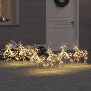 vidaXL LED Rendieren 6 st 180 LEDs Goud 44 x 18 x 65,5 cm, Diversen, Verzenden, Nieuw