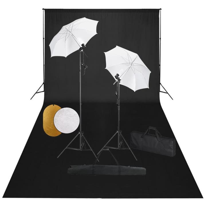 vidaXL Fotostudioset met lampen, paraplus, achtergrond en, Audio, Tv en Foto, Fotografie | Fotostudio en Toebehoren, Nieuw, Verzenden