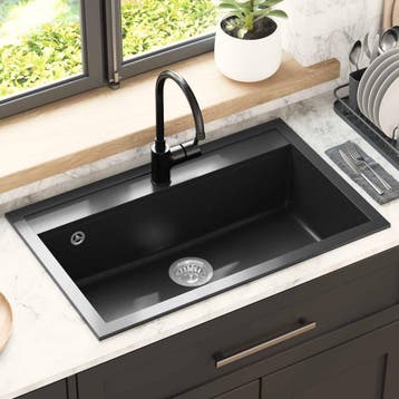 vidaXL Wasbak Graniet 795 x 505 mm Zwart, Verzenden, Nieuw