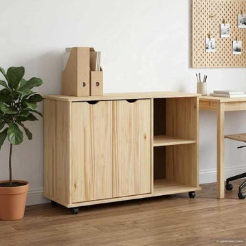 vidaXL Rollende kast Bruin 100 x 39 x 65,5 cm Massief, Huis en Inrichting, Verzenden, Nieuw