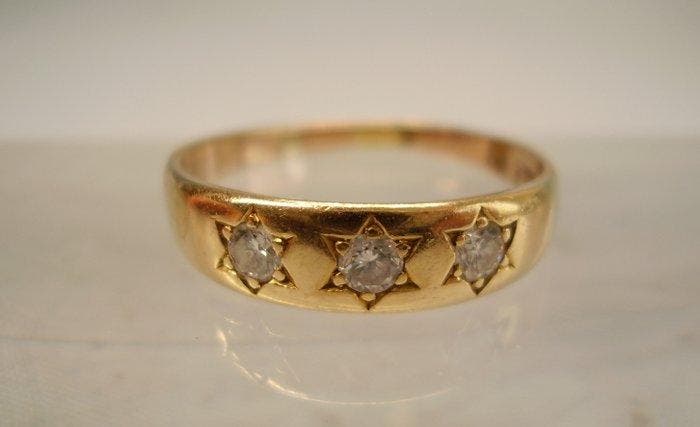 Other brand - Ring - 8 karaat Geel goud - 0.24ct. tw., Handtassen en Accessoires, Ringen