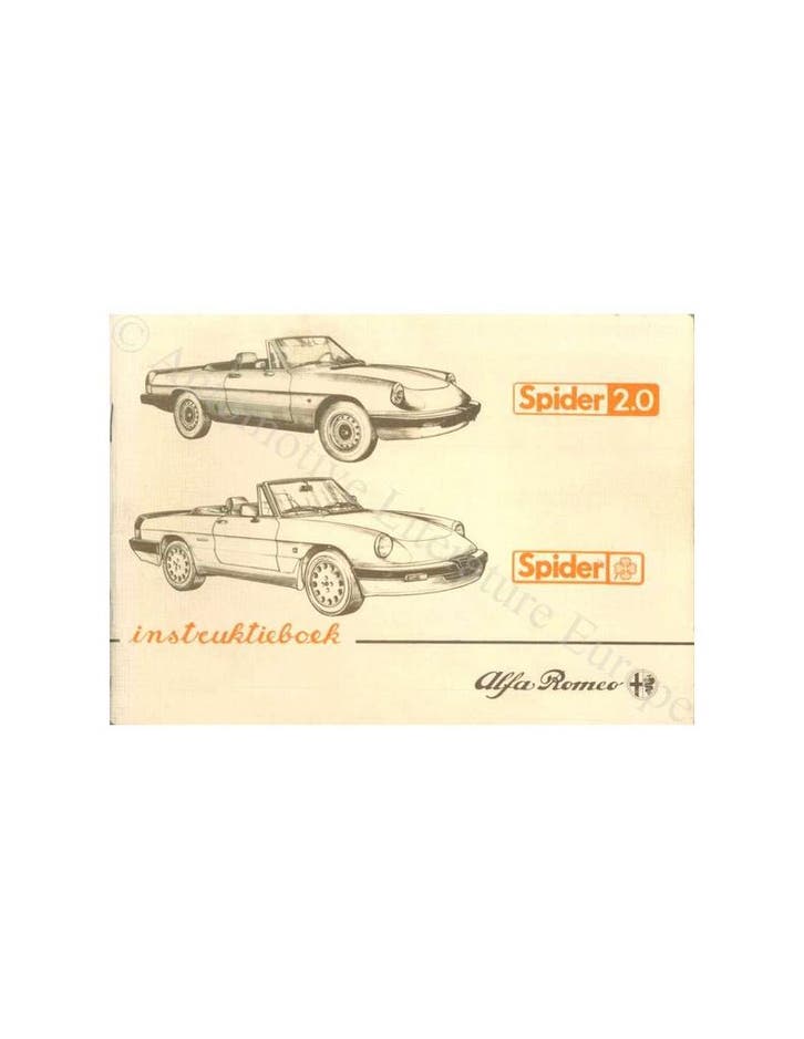 1986 ALFA ROMEO SPIDER INSTRUCTIEBOEKJE NEDERLANDS, Auto diversen, Handleidingen en Instructieboekjes