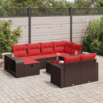 vidaXL 11-delige Loungeset met kussens poly rattan bruin, Verzenden, Nieuw, Loungeset