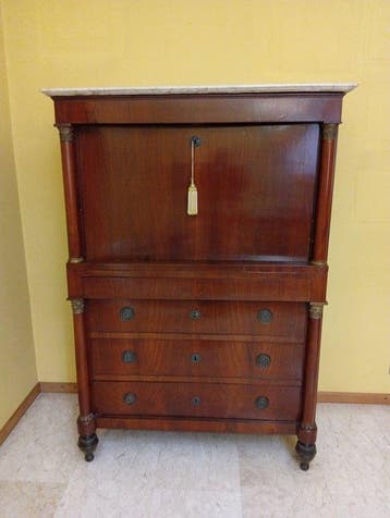 Secrétaire - Mahonie, Walnoot - Secretaire met uitslaande