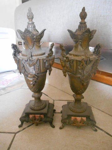 Vase - Marbre, zinc - paire de vases en marbre z