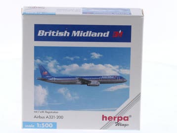 Schaal 1:500 Herpa 508728 Airbus A321-200 Britsh Midland..., Ophalen of Verzenden