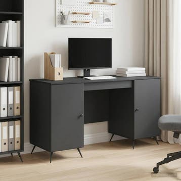 vidaXL Bureau Zwart 142,5 x 50 x 75 cm Bewerkt hout, Verzenden