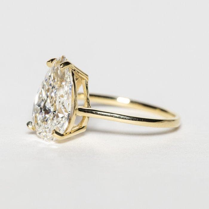 Ring - 18 karaat Geel goud - 3.00ct. tw. Diamant (Lab-grown), Handtassen en Accessoires, Ringen