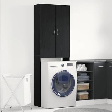 vidaXL Wasmachinekast 64x25,5x190 cm zwart eikenkleur, Verzenden, Nieuw