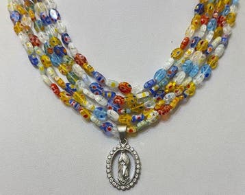 Cristal de Murano avec Vierge Marie. Santé. Richesse.