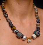 Fenicisch Glas, Goud zeldzaam ketting oogkralen - 26 cm