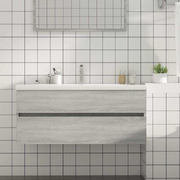 vidaXL Wastafelkast 100x38,5x45 cm bewerkt hout grijs sonoma, Verzenden