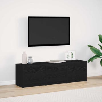 vidaXL TV Kast met LED Zwart Eiken 140 x 34 x 40 cm Bewerkt, Verzenden, Nieuw