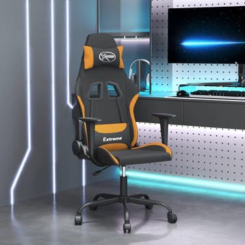 vidaXL Massage gamestoel stof zwart en oranje, Verzenden