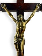 Crucifix - Verguld brons - 1850-1900 - 46 cm, Antiquités & Art