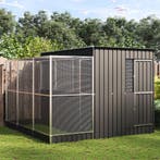 vidaXL Volière met verlengstuk zilver 290x303x216 cm staal, Dieren en Toebehoren, Verzenden, Nieuw