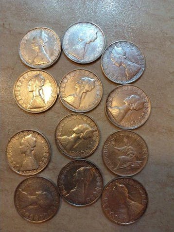 Italië, Republiek 500 Lire argento (12 monete) (Zonder