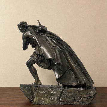 Statue, Sculpture of a Wayfarer with a Staff - 25 cm -
