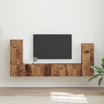 vidaXL Tv-meubelset 4 st Oud Hout Bewerkt hout, Verzenden, Nieuw