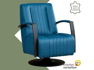 Leren draaifauteuil Galaxy - Toledo Turquoise (blauw) -, Ophalen of Verzenden