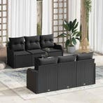vidaXL Tuinbank Set met kussen 7 pcs Zwart Poly Riet en, Verzenden, Nieuw