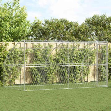 vidaXL Hondenhok 2 st zilver 4 x 2 x 2 m Verzinkt staal, Verzenden, Nieuw